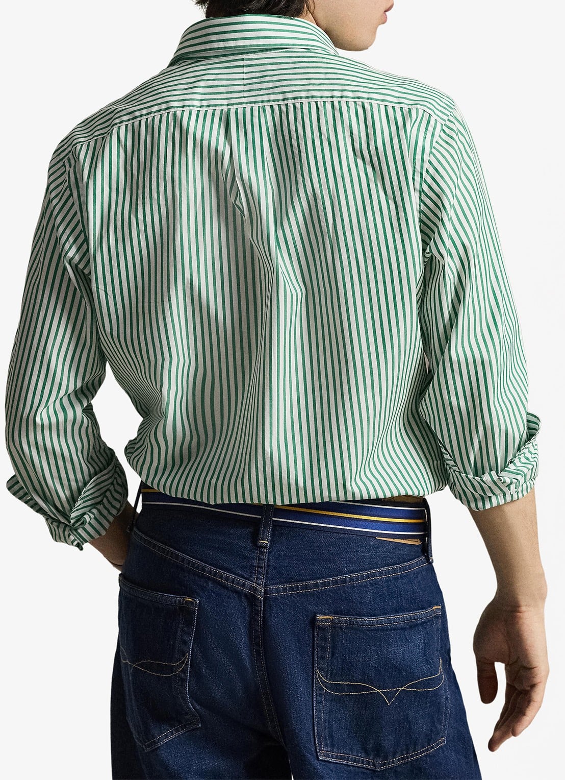 Ralph Lauren Custom fit overhemd met streepprint - achterkant 2 white erin green / groen