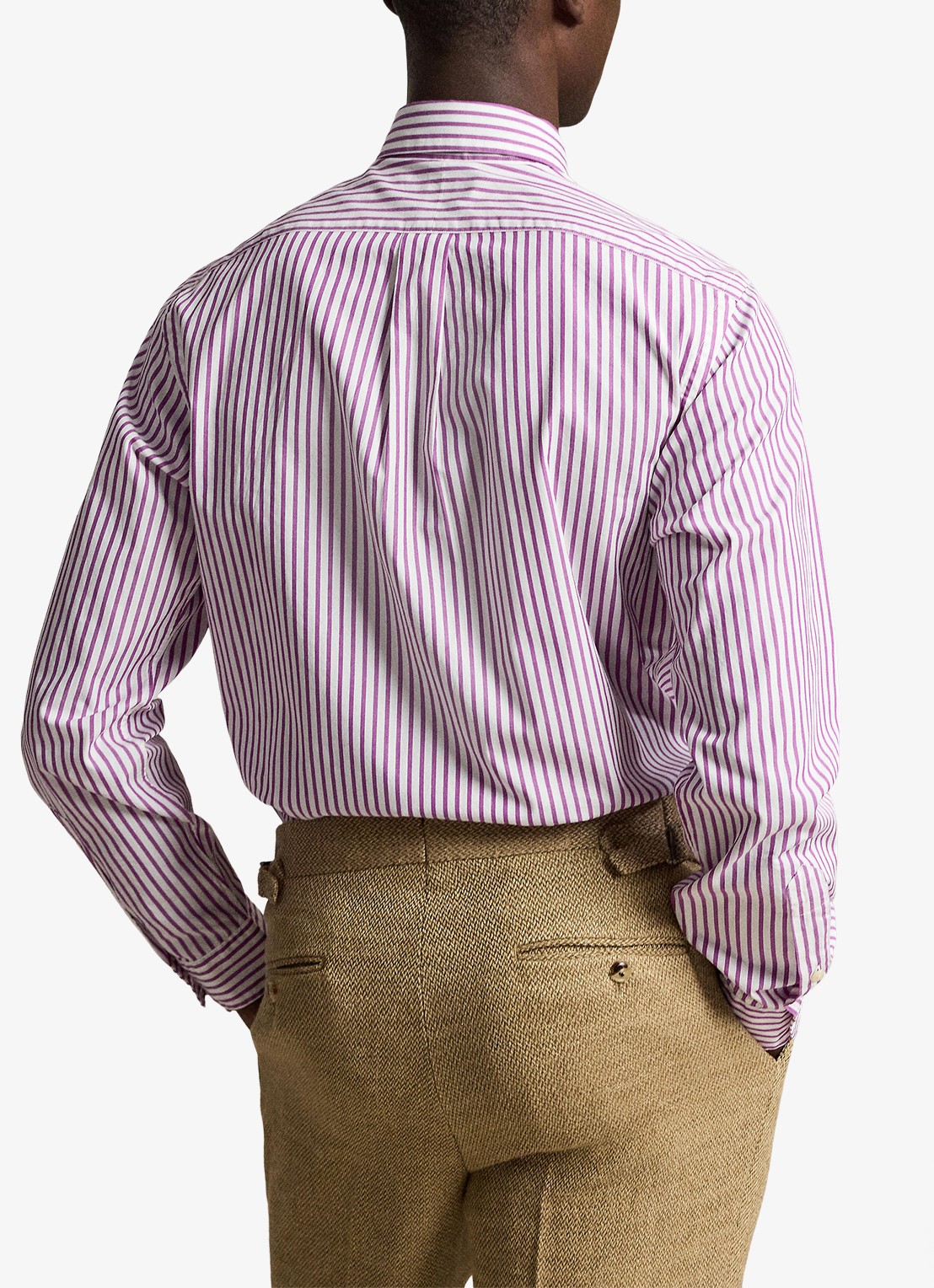 Ralph Lauren Custom fit overhemd met streepprint - achterkant 2 white purple dawn / paars