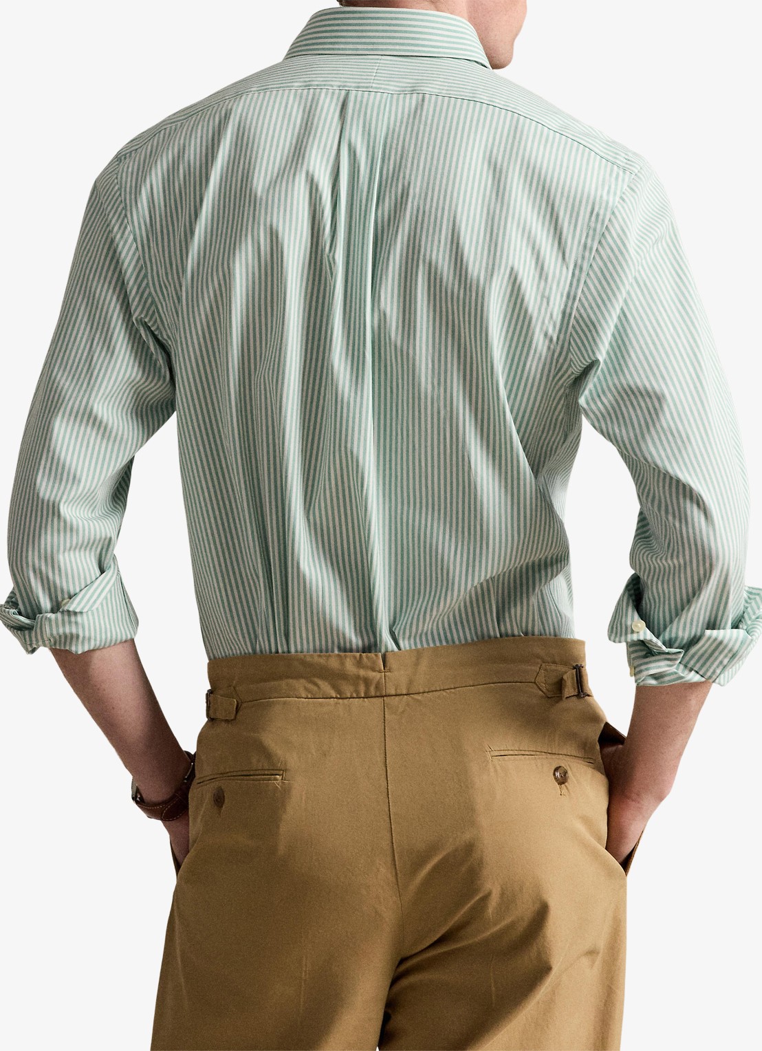 Ralph Lauren Custom fit overhemd met streepprint - achterkant lichtgroen