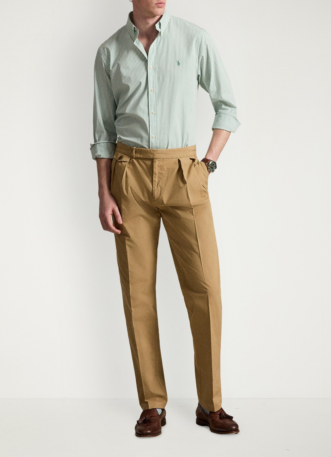 Ralph Lauren Custom fit overhemd met streepprint - detail 4 lichtgroen