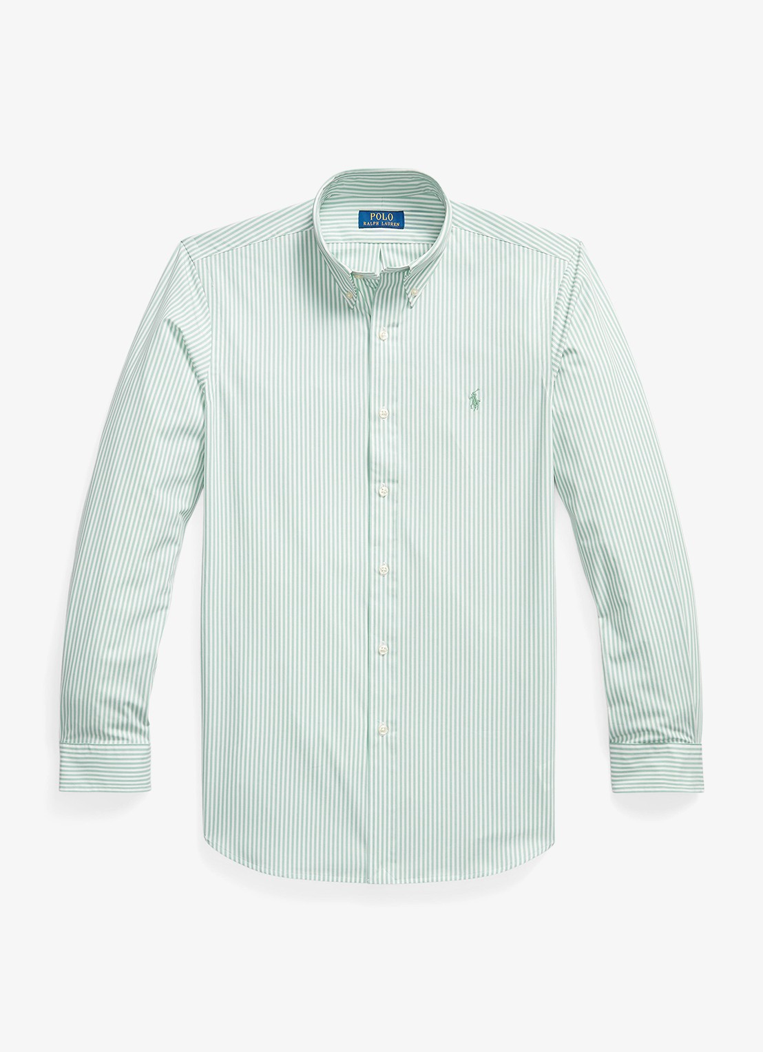 Ralph Lauren Custom fit overhemd met streepprint - voorkant 2 lichtgroen