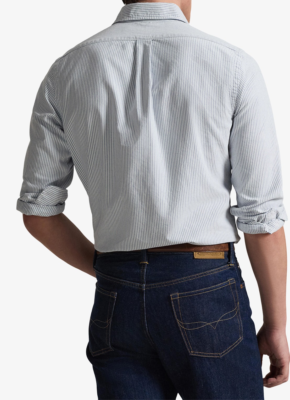 Ralph Lauren Custom fit overhemd met streepprint - achterkant 6636a navy white-zyeg