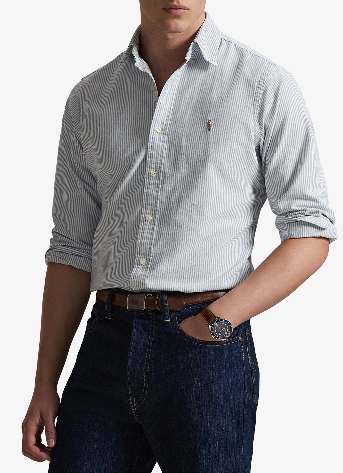 Ralph Lauren Custom fit overhemd met streepprint - detail 4 6636a navy white-zyeg