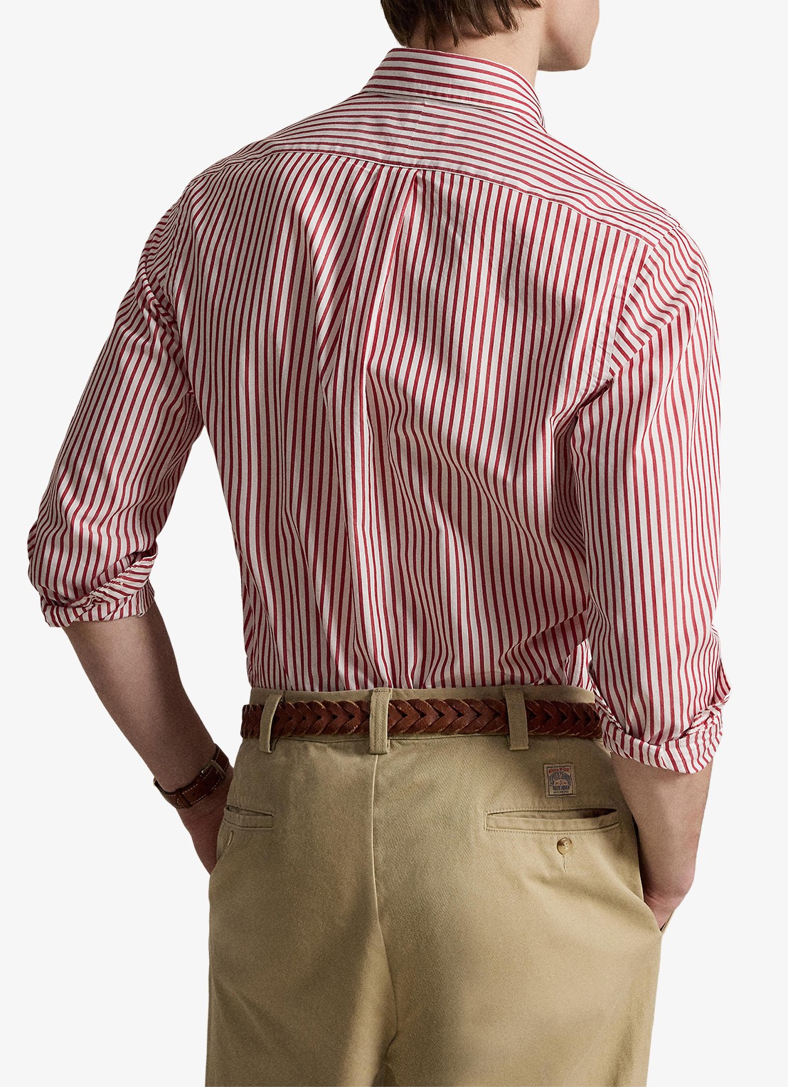 Ralph Lauren Custom fit overhemd met streepprint - achterkant 2 white bristol red / rood