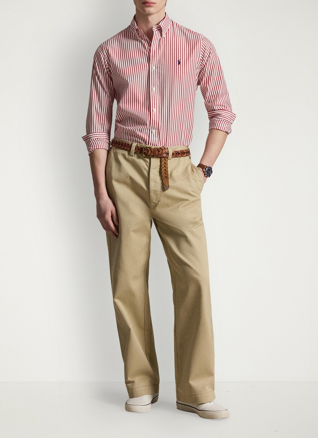 Ralph Lauren Custom fit overhemd met streepprint - detail 3 white bristol red / rood