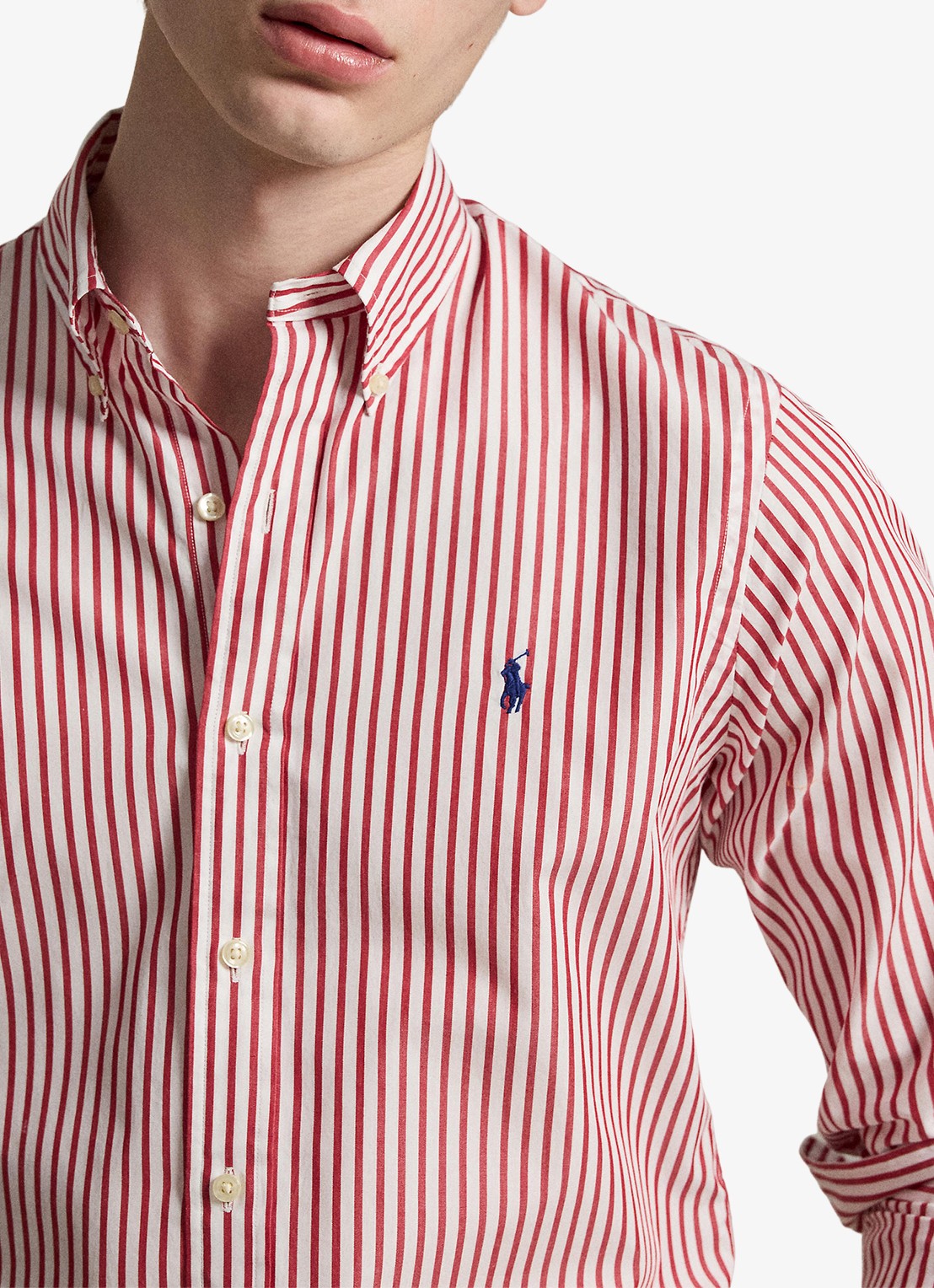 Ralph Lauren Custom fit overhemd met streepprint - detail 4 white bristol red / rood