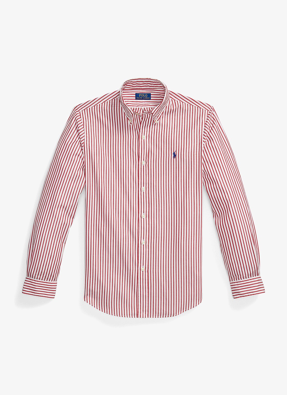 Ralph Lauren Custom fit overhemd met streepprint - voorkant white bristol red / rood