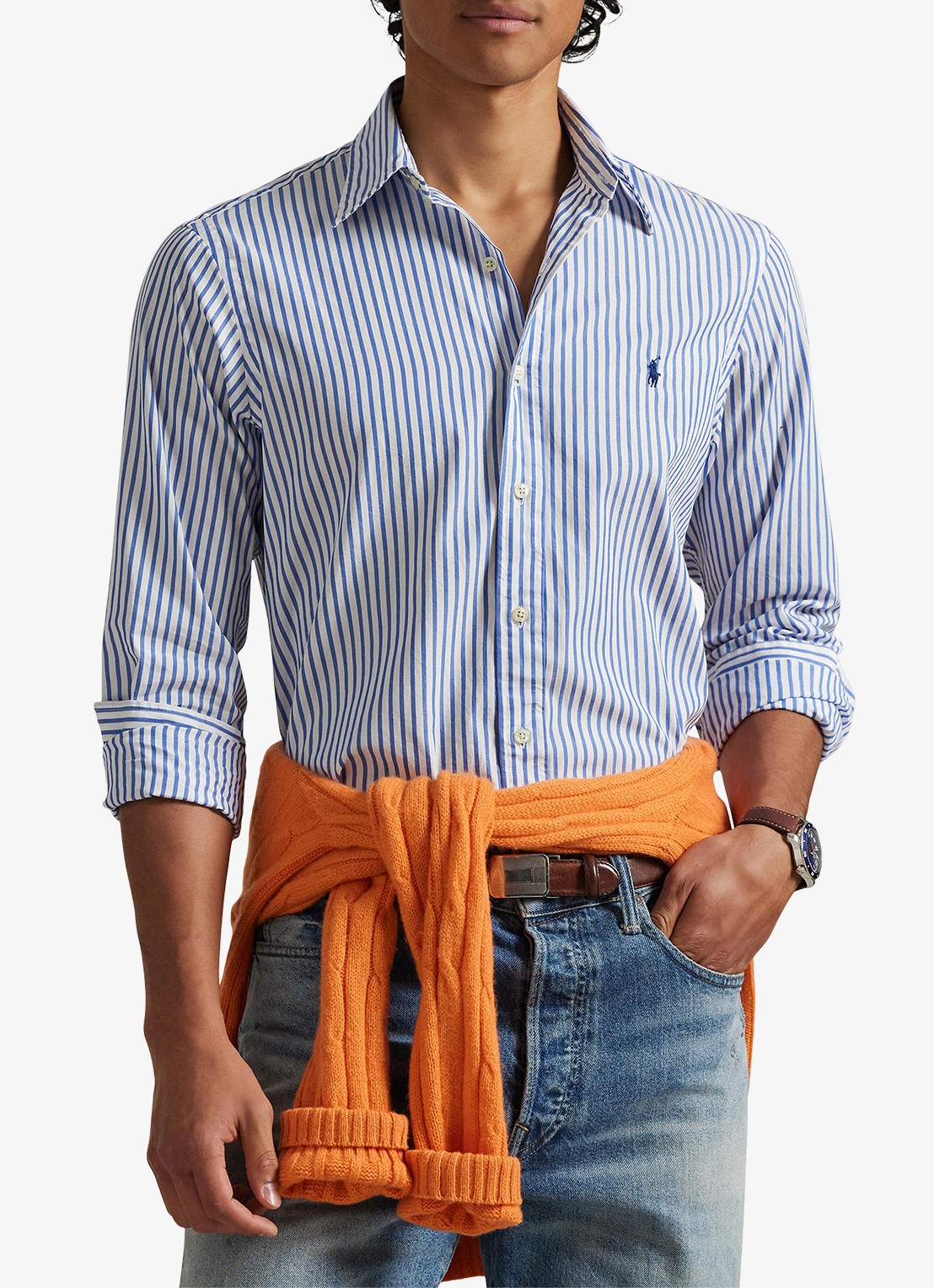Ralph Lauren Custom fit overhemd met streepprint - detail 4 white blue / blauw