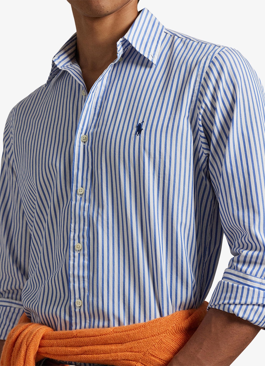 Ralph Lauren Custom fit overhemd met streepprint - detail 5 white blue / blauw