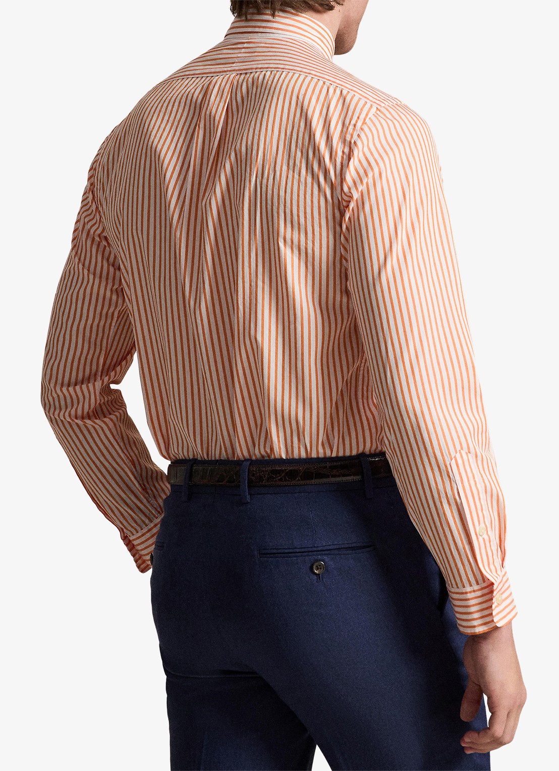 Ralph Lauren Custom fit overhemd met streepprint - achterkant 4 white kona orange / oranje