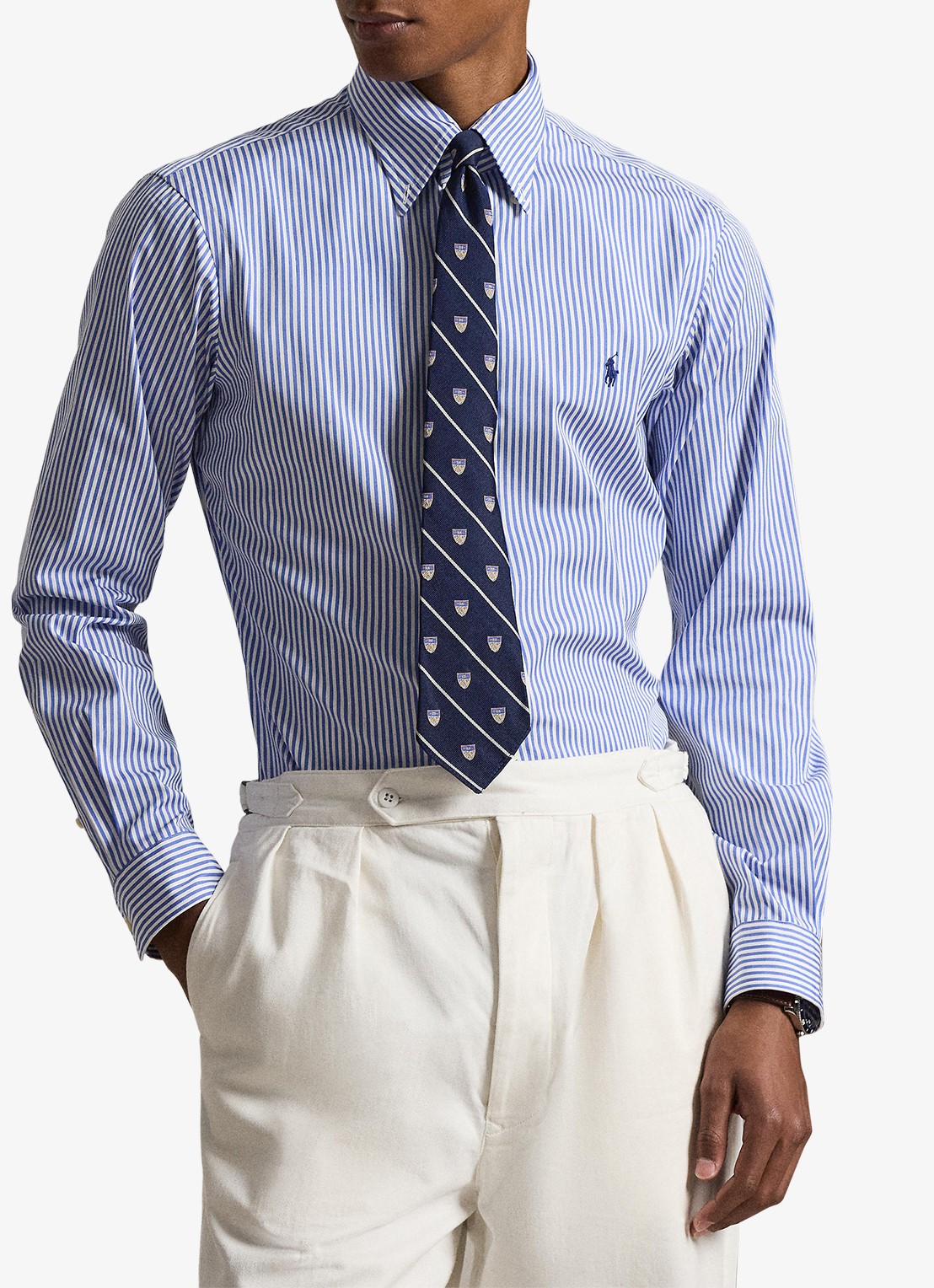 Ralph Lauren Custom fit overhemd met streepprint - detail 2 blue / blauw
