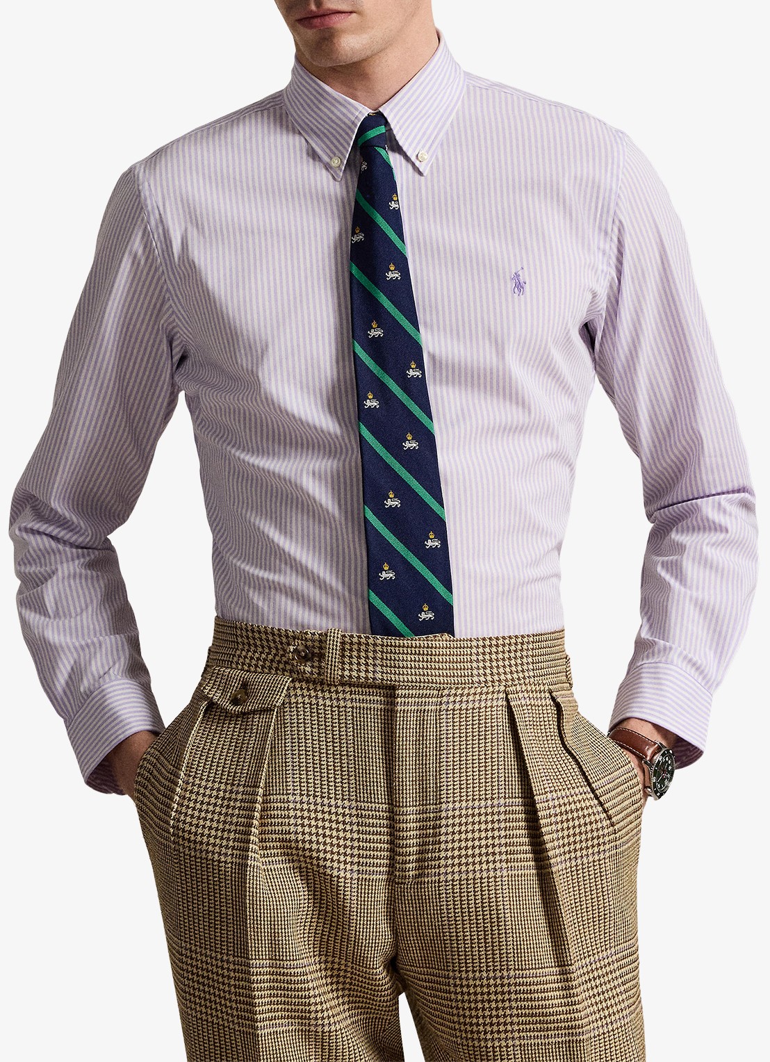 Ralph Lauren Custom fit overhemd met streepprint - voorkant 2 paars