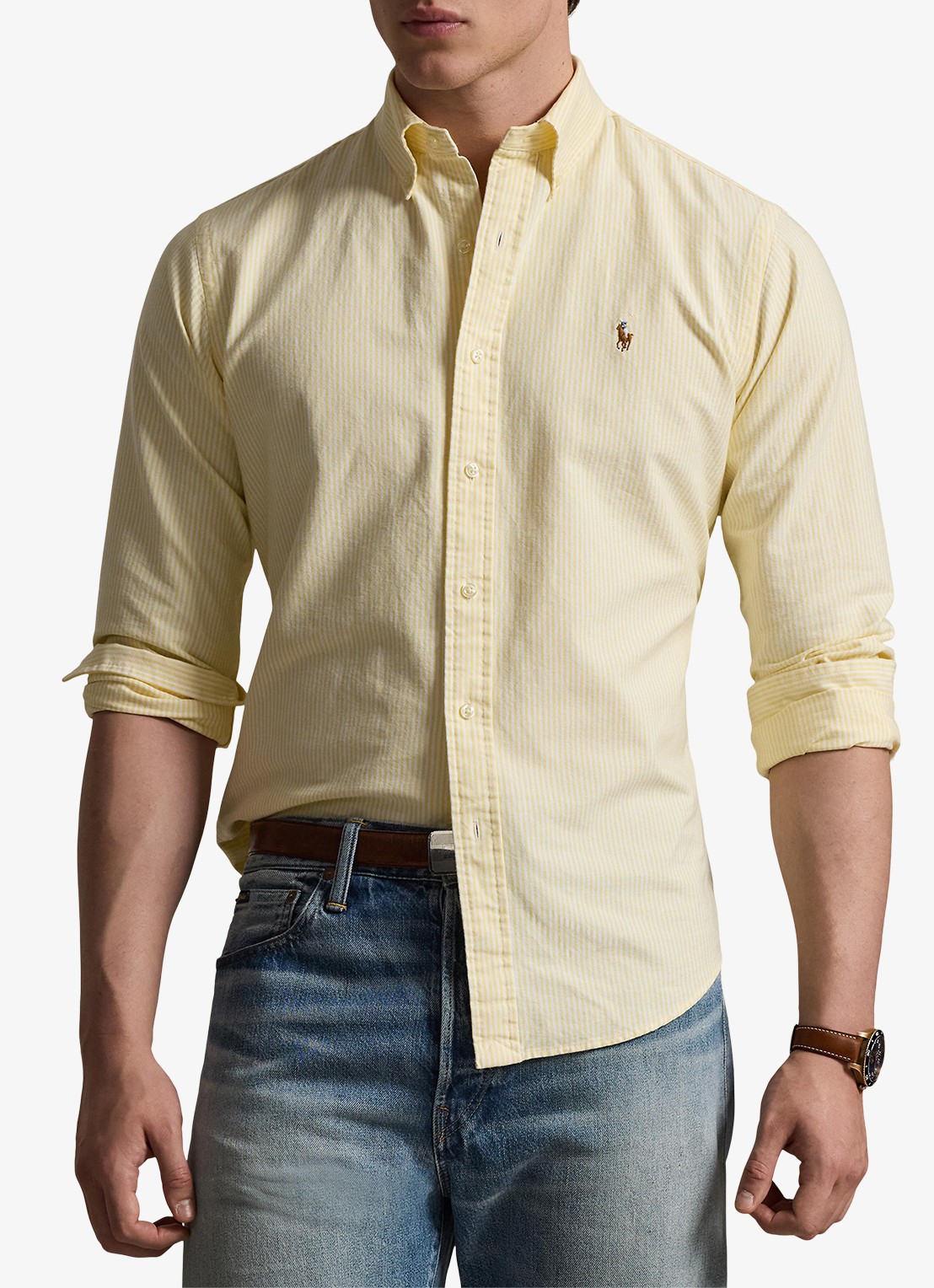 Ralph Lauren Custom fit overhemd met streepprint - detail 6636d yellow oxford/white-44fs