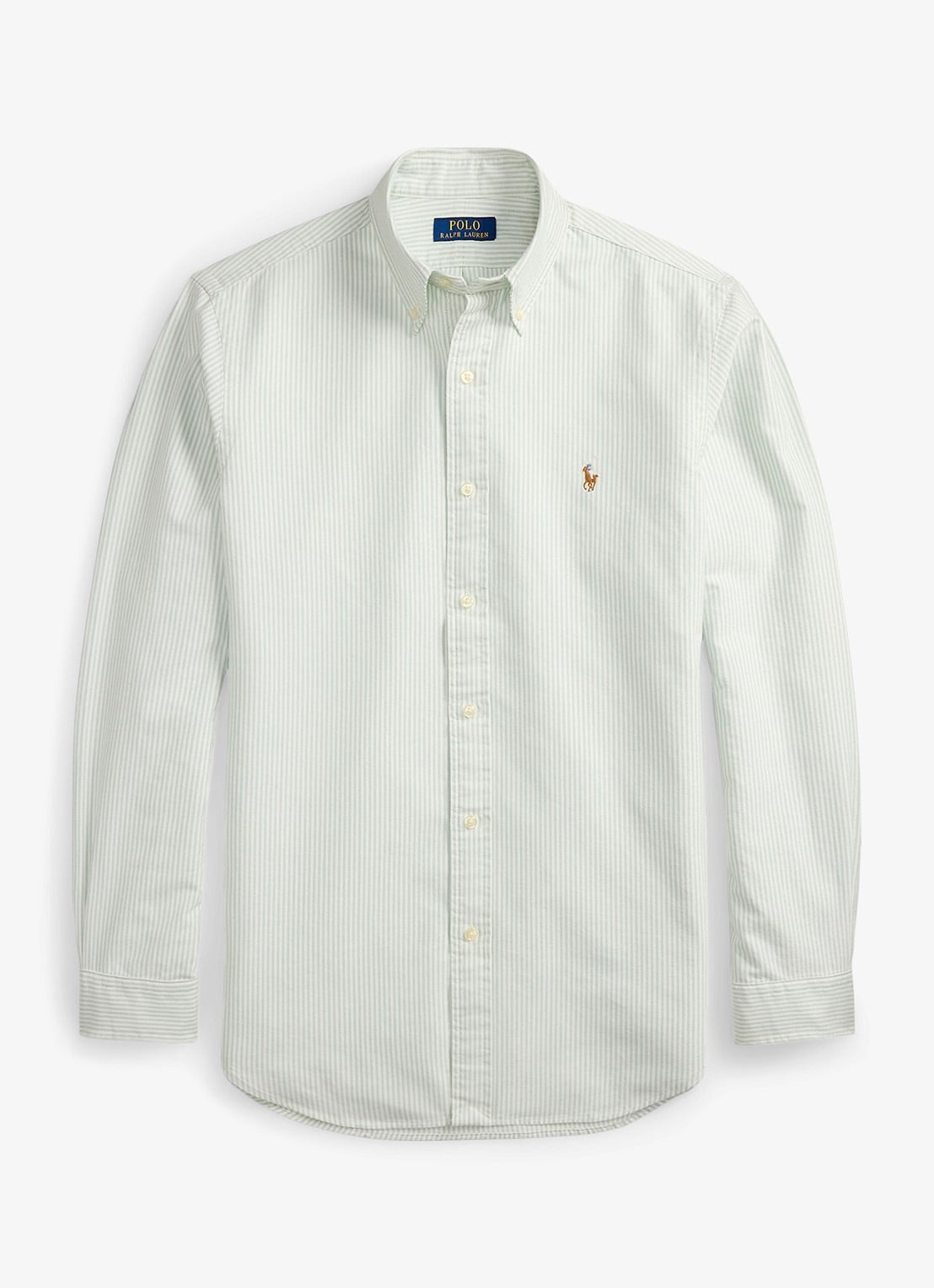 Ralph Lauren Custom fit overhemd met streepprint - voorkant 6636r faded mint white-zxsa