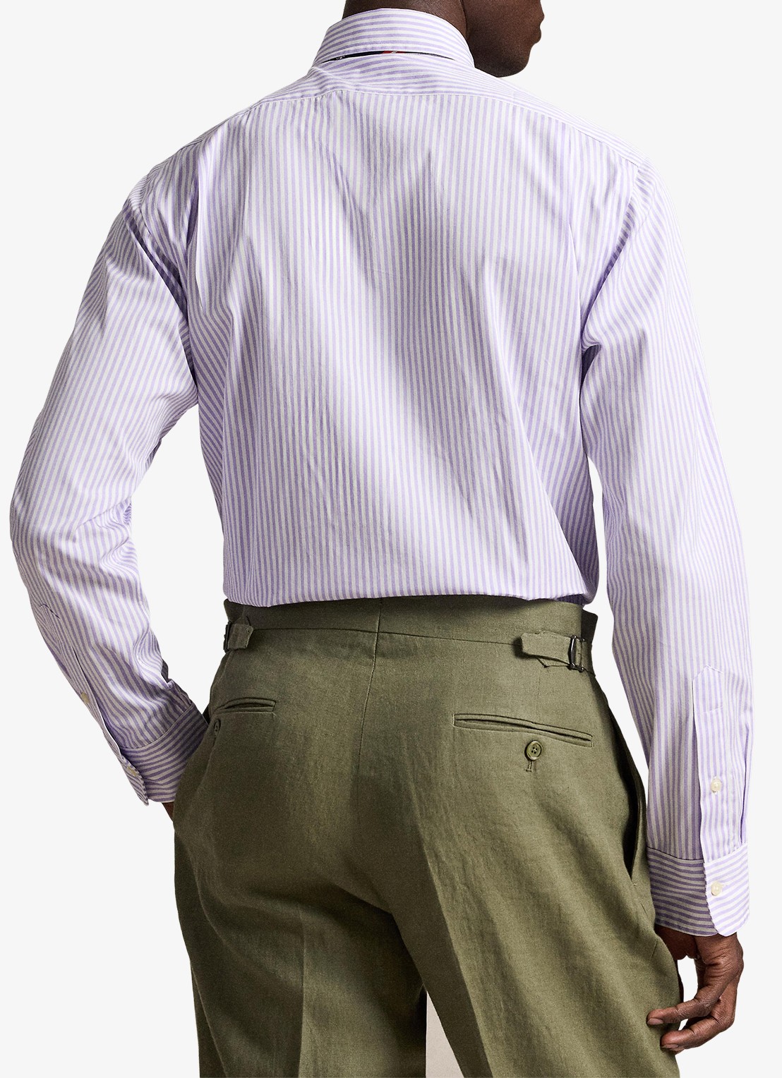 Ralph Lauren Custom fit overhemd met streepprint - achterkant 5 powder purple white / paars