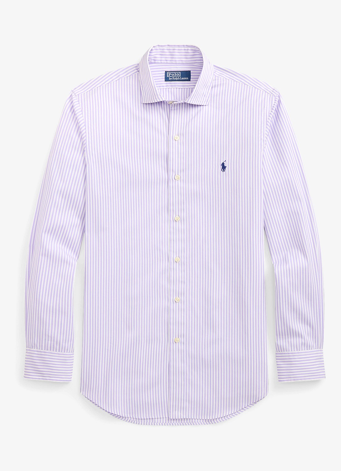 Ralph Lauren Custom fit overhemd met streepprint - voorkant 3 powder purple white / paars