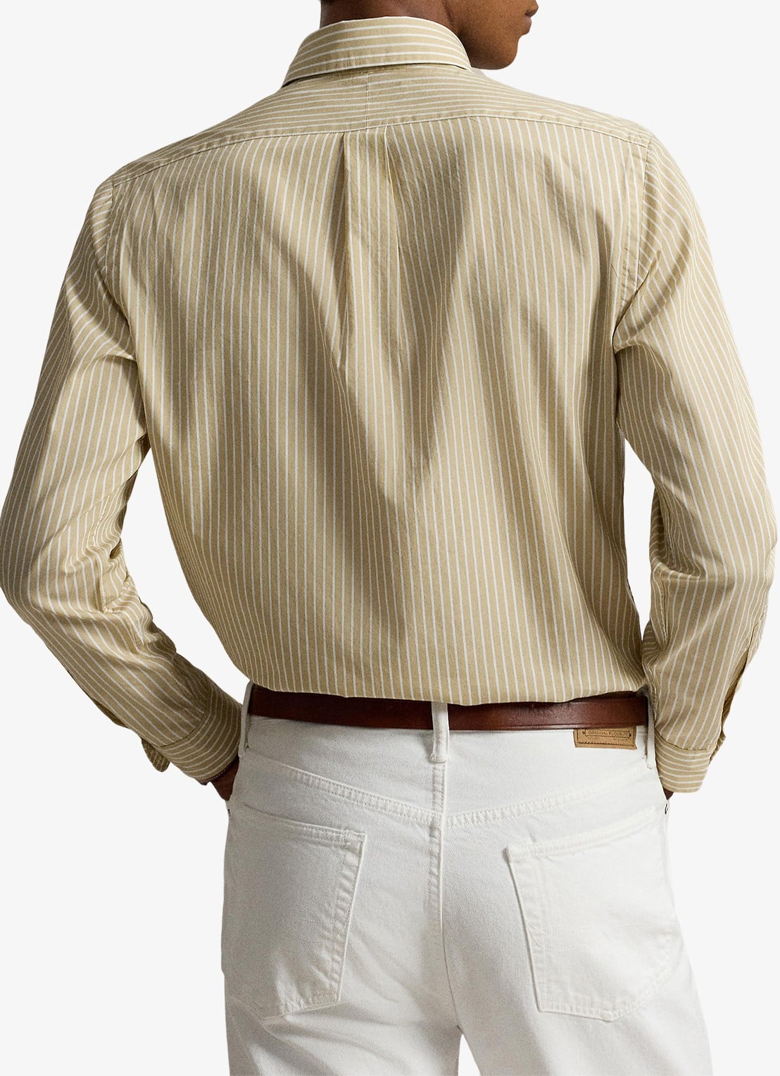 Ralph Lauren Custom fit overhemd met streepprint - achterkant 5 coastal beige white / beige