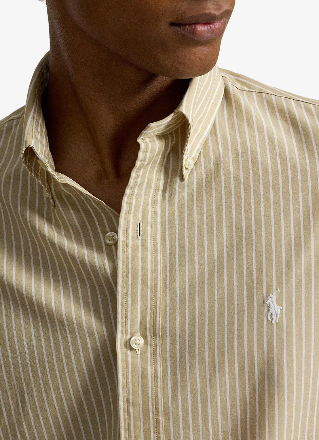 Ralph Lauren Custom fit overhemd met streepprint - detail 4 coastal beige white / beige