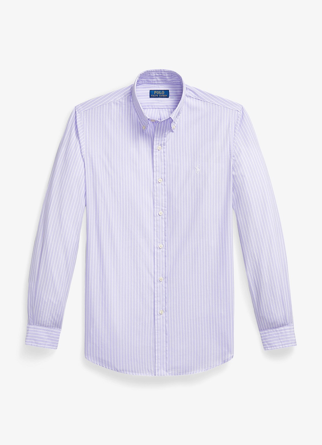 Ralph Lauren Custom fit overhemd met streepprint - voorkant powder purple white / paars