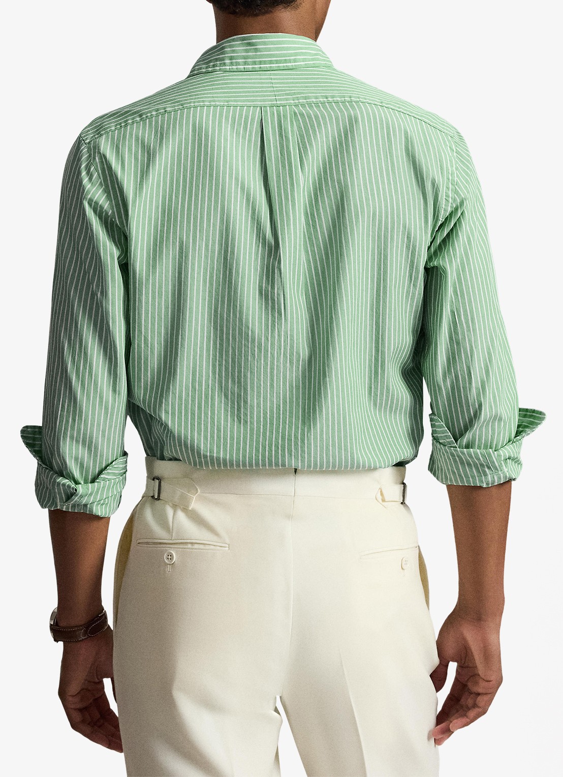 Ralph Lauren Custom fit overhemd met streepprint - achterkant 5 faded mint white / mint