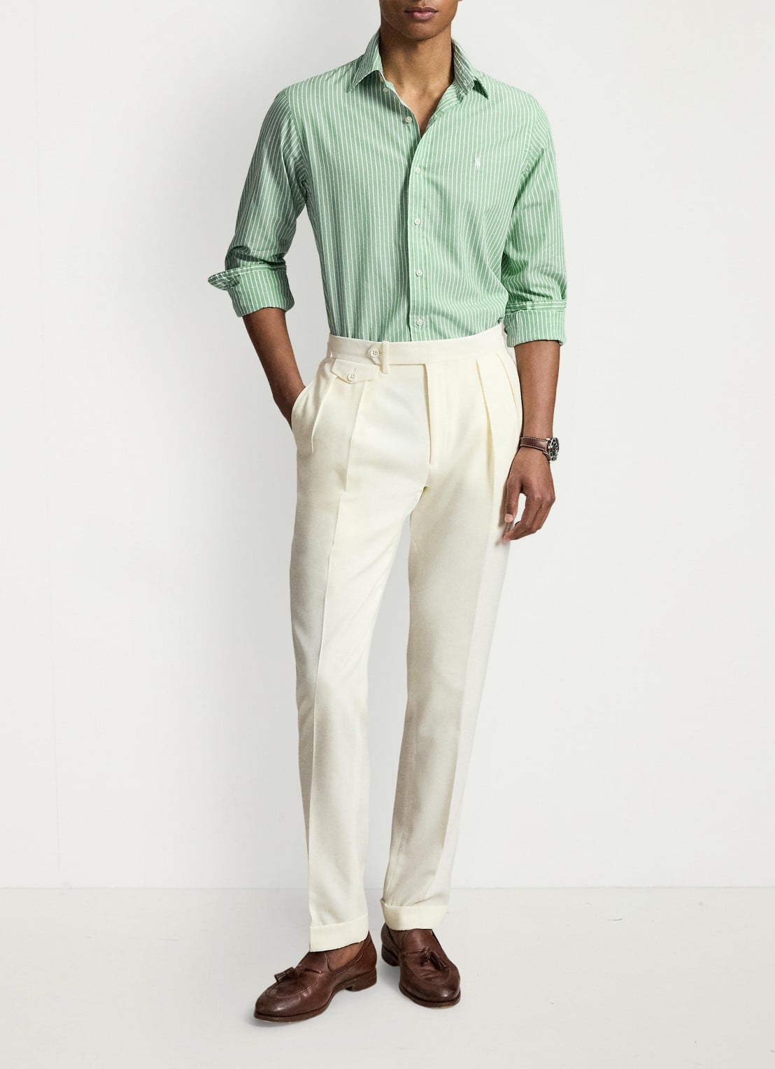 Ralph Lauren Custom fit overhemd met streepprint - detail 3 faded mint white / mint