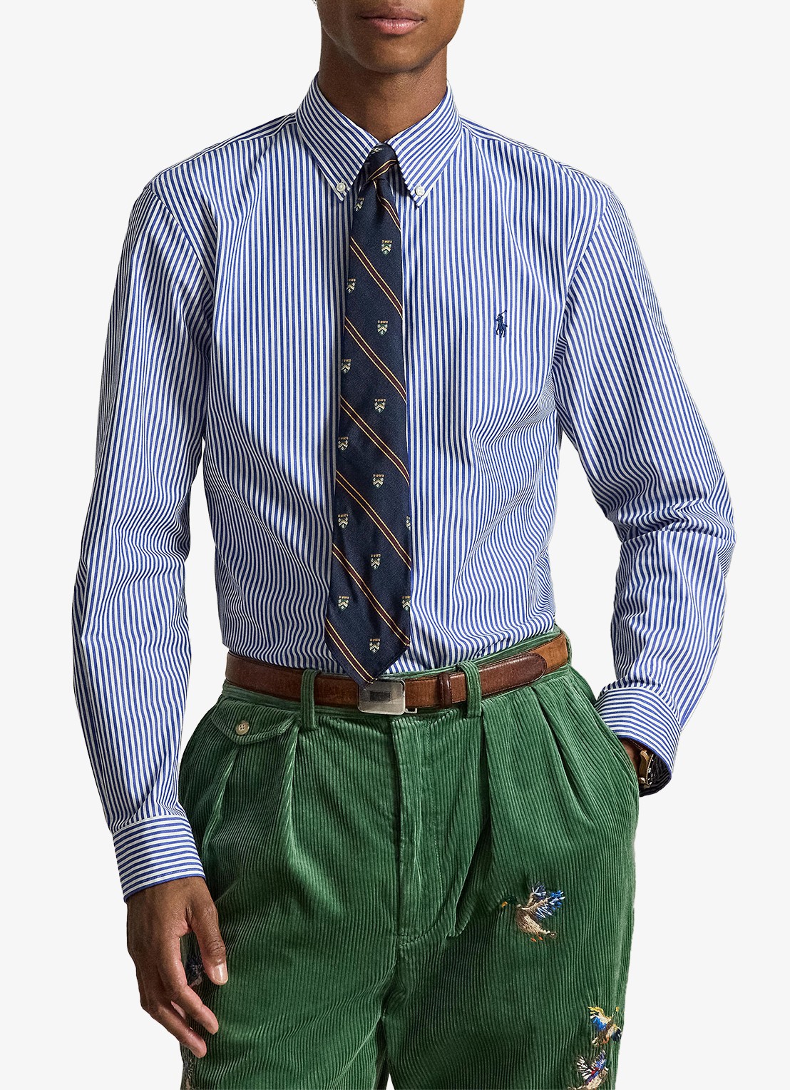 Ralph Lauren Custom fit overhemd met streepprint - voorkant 4 4655ai rugby royal white