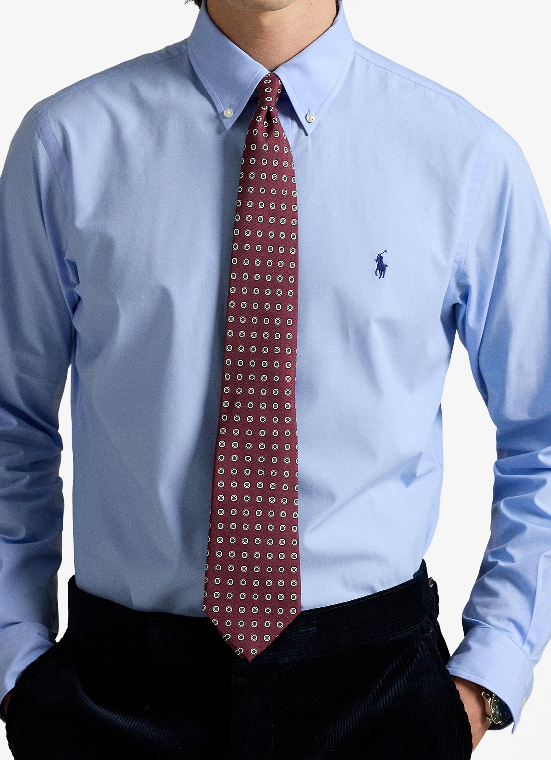 Ralph Lauren Custom fit overhemd met stretch  - detail 5 austin blue / blauw