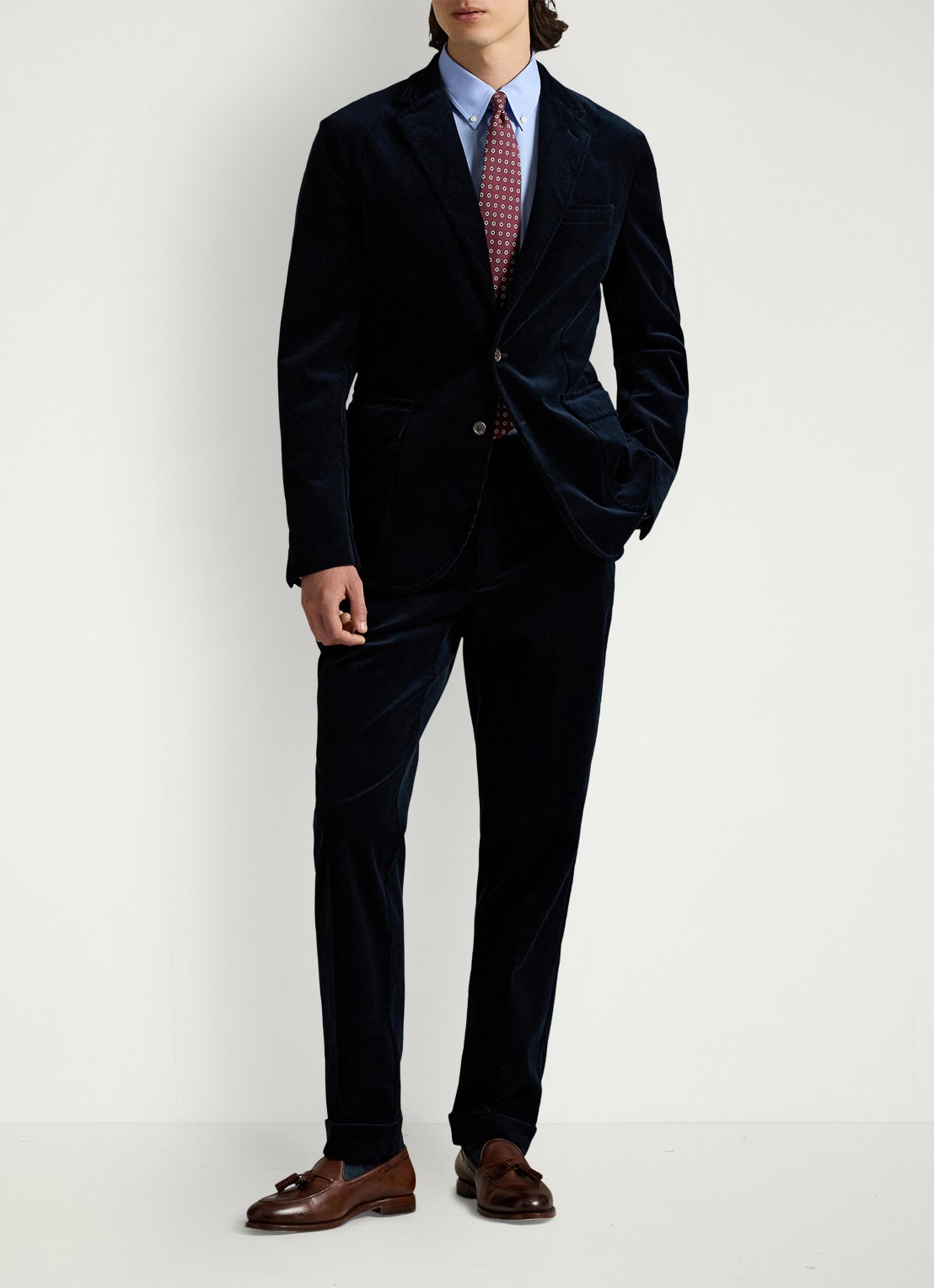 Ralph Lauren Custom fit overhemd met stretch  - voorkant 3 austin blue / blauw