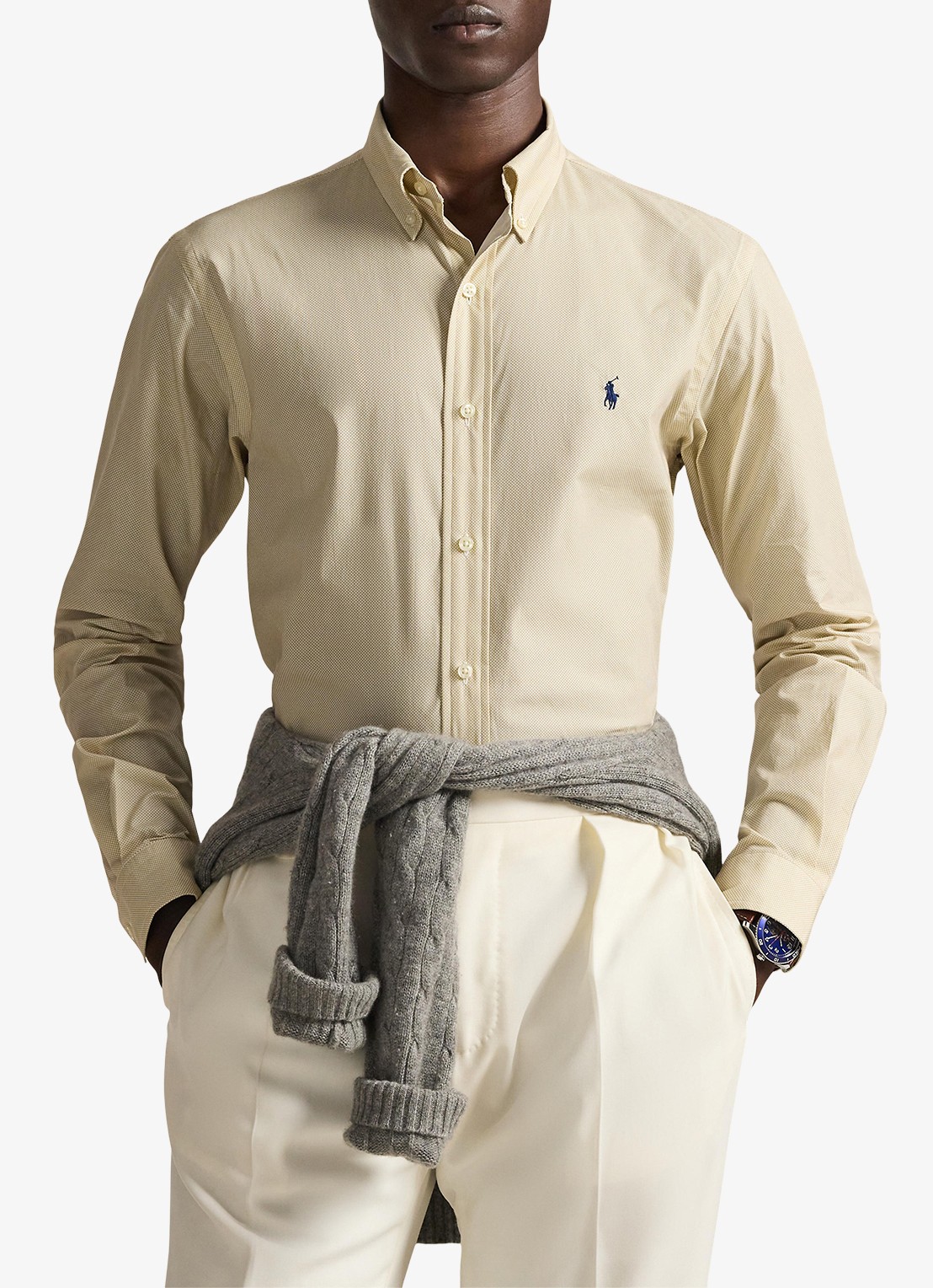 Ralph Lauren Custom fit overhemd met stretch - detail 3 coastal beige / beige