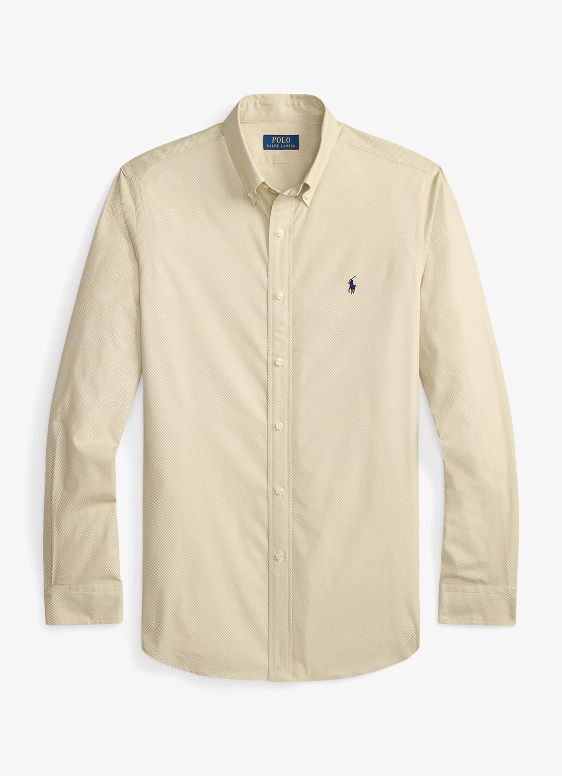 Ralph Lauren Custom fit overhemd met stretch - voorkant coastal beige / beige