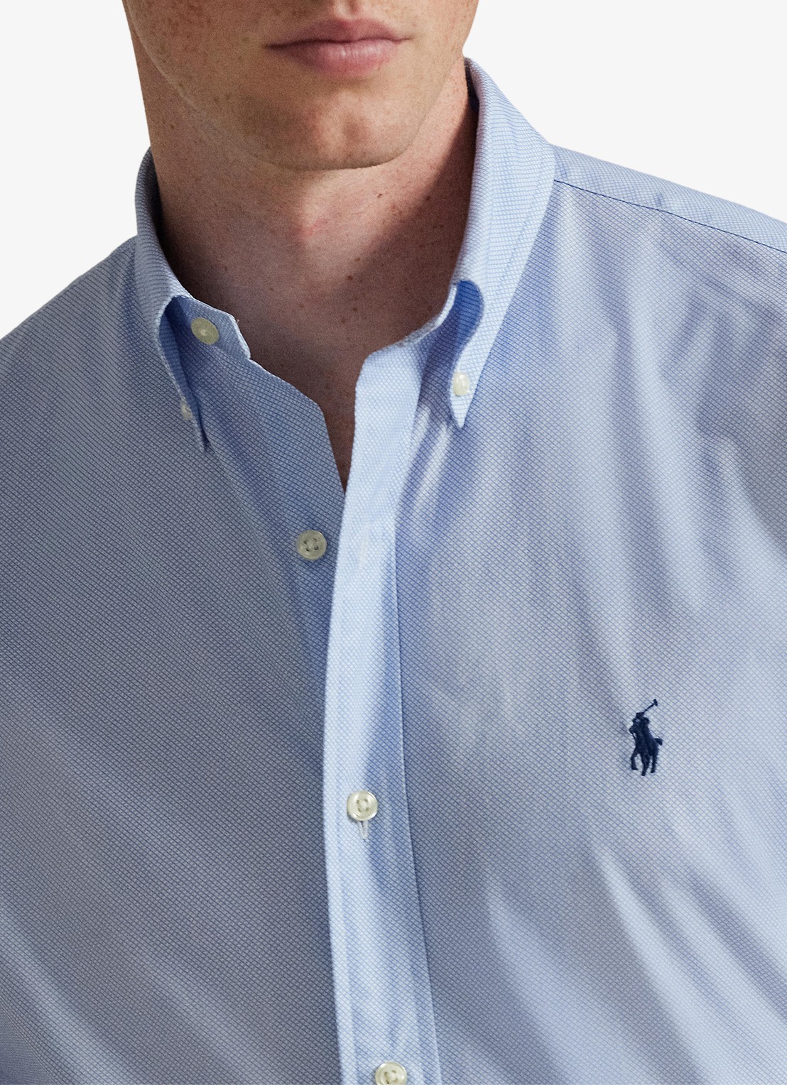 Ralph Lauren Custom fit overhemd met stretch - detail 5 dress blue grid / blauw