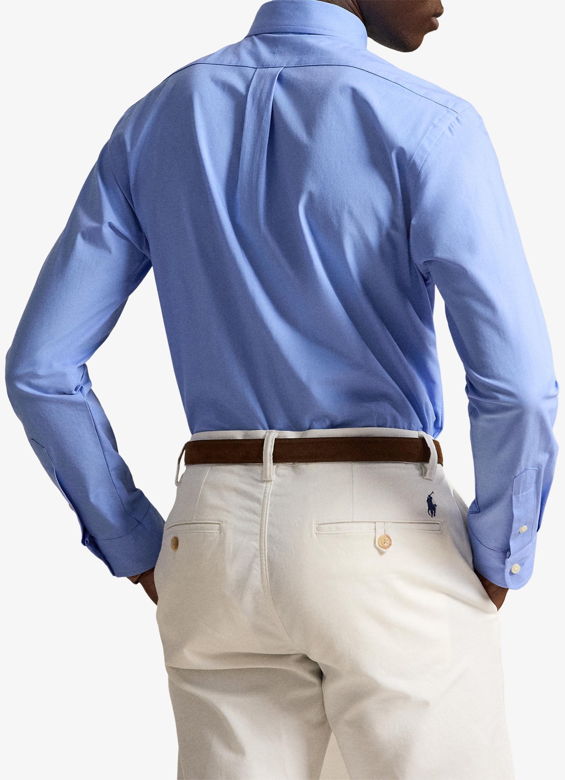 Ralph Lauren Custom fit overhemd met stretch  - achterkant 5 cabana blue / blauw