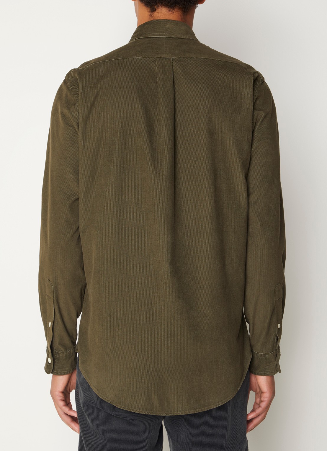 Ralph Lauren Custom fit overhemd van corduroy - achterkant 3 college green / groen