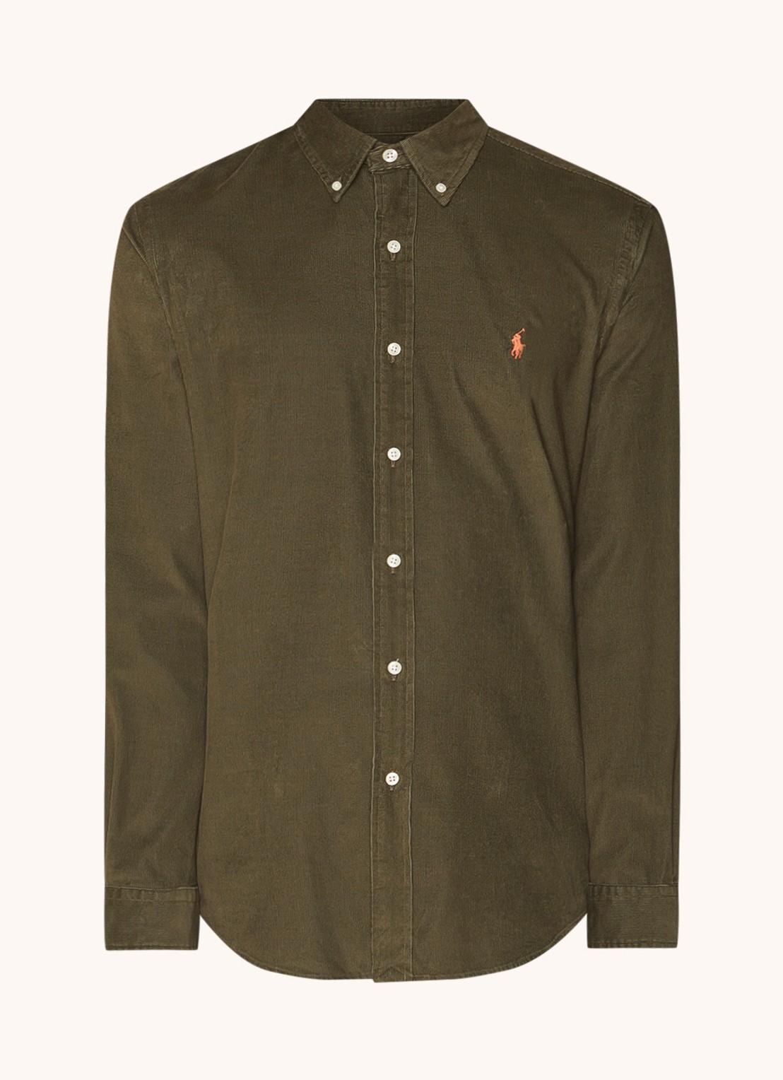 Ralph Lauren Custom fit overhemd van corduroy - voorkant 4 college green / groen