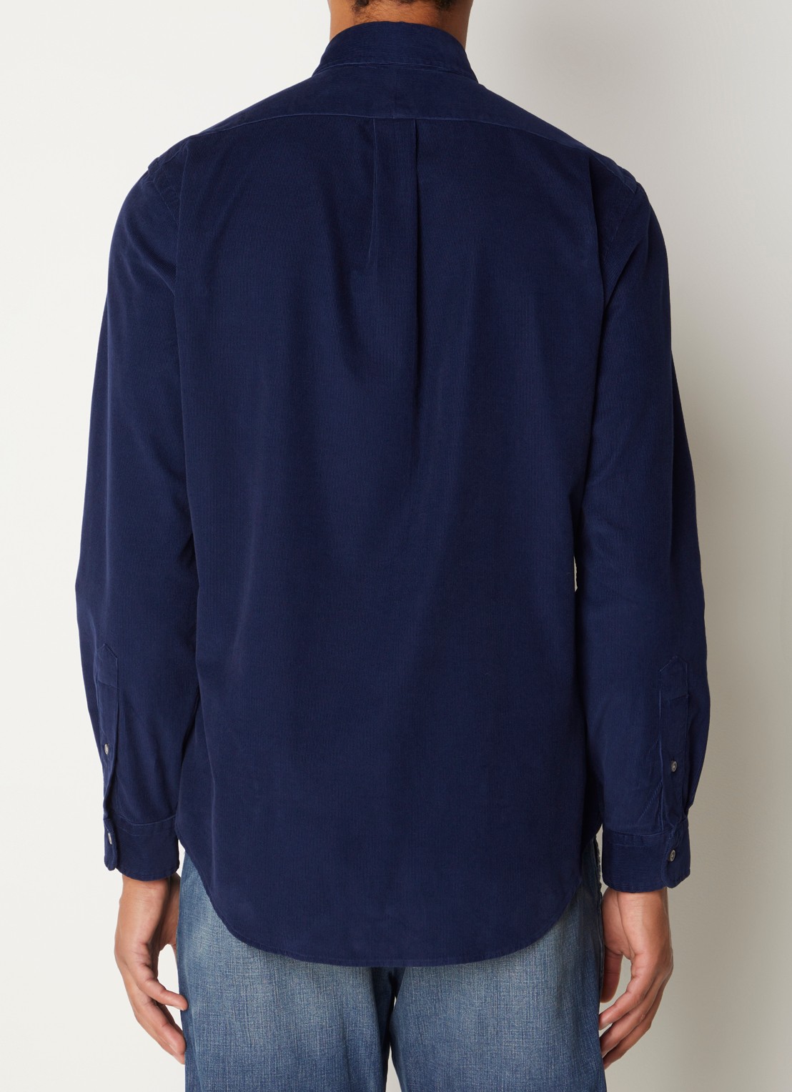 Ralph Lauren Custom fit overhemd van corduroy - achterkant newport navy / blauw