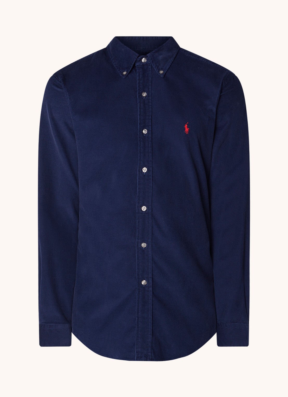 Ralph Lauren Custom fit overhemd van corduroy - voorkant 4 newport navy / blauw