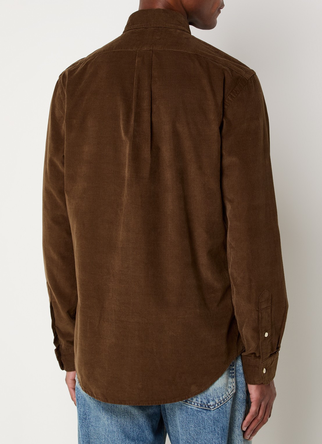 Ralph Lauren Custom fit overhemd van corduroy - achterkant 3 chocolate mousse / bruin