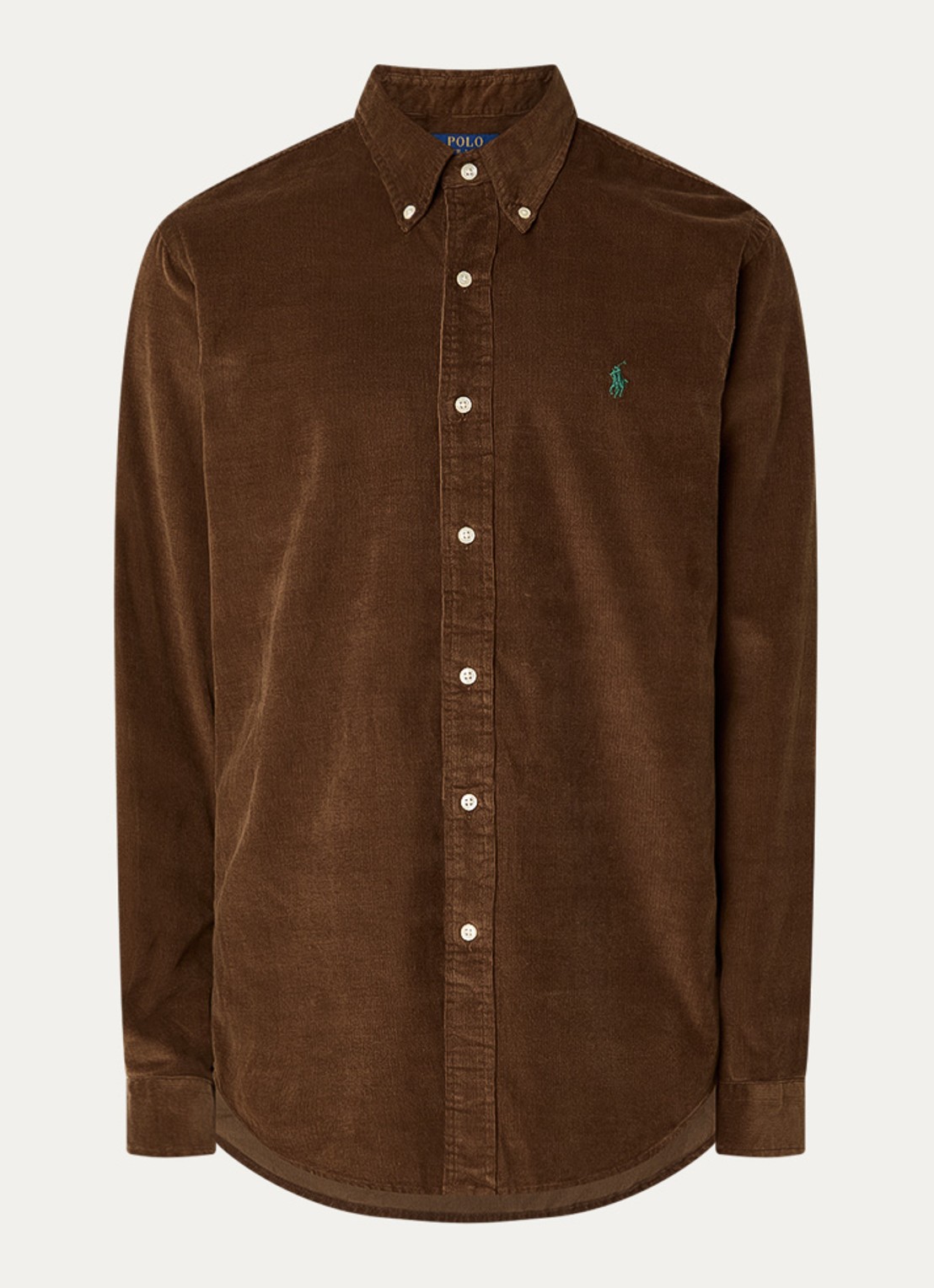 Ralph Lauren Custom fit overhemd van corduroy - voorkant 4 chocolate mousse / bruin
