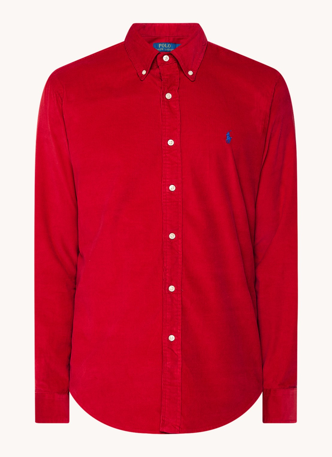 Ralph Lauren Custom fit overhemd van corduroy - voorkant 3 martin red / rood
