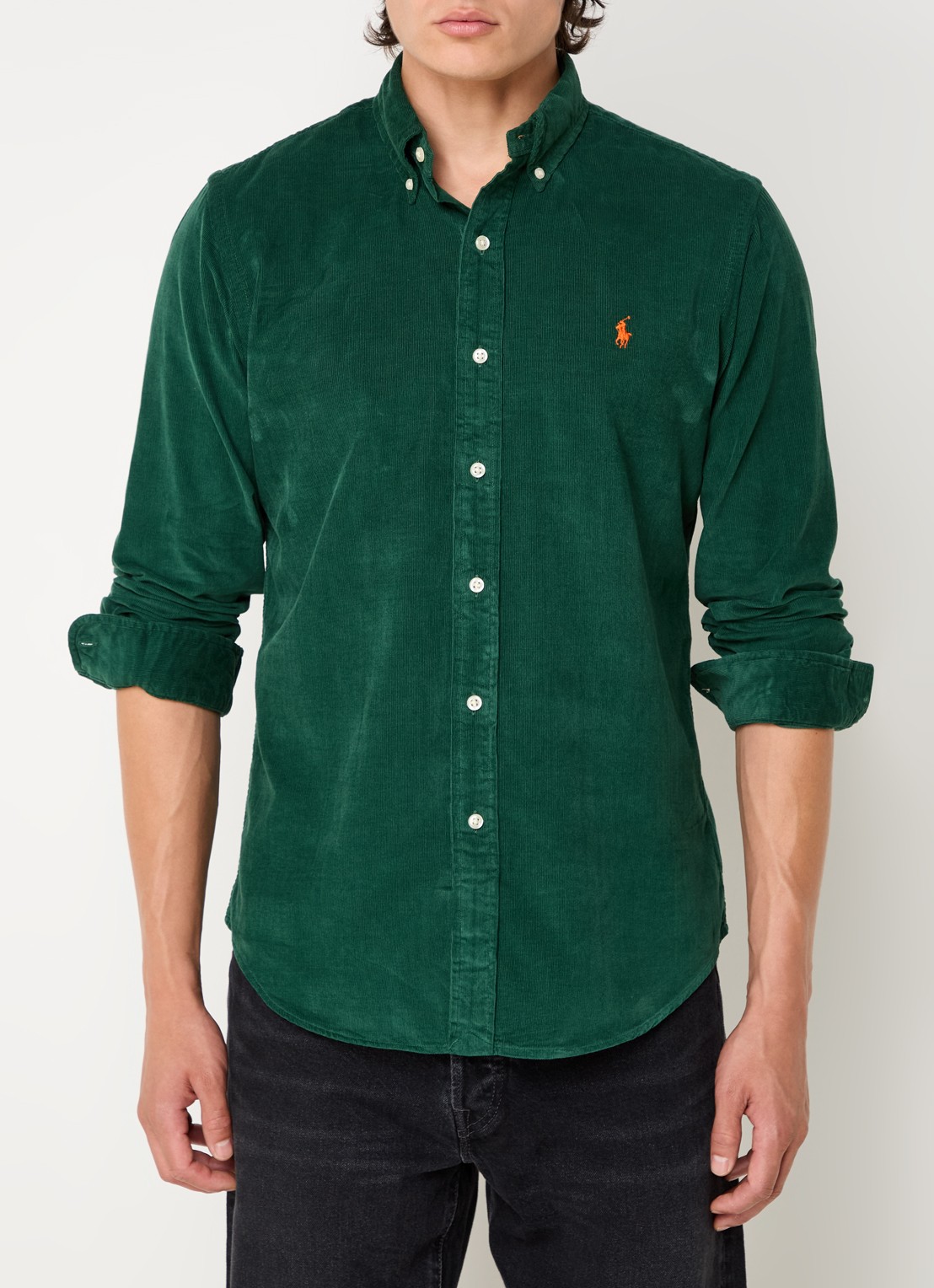 Ralph Lauren Custom fit overhemd van corduroy - detail 5 vintage pine / groen