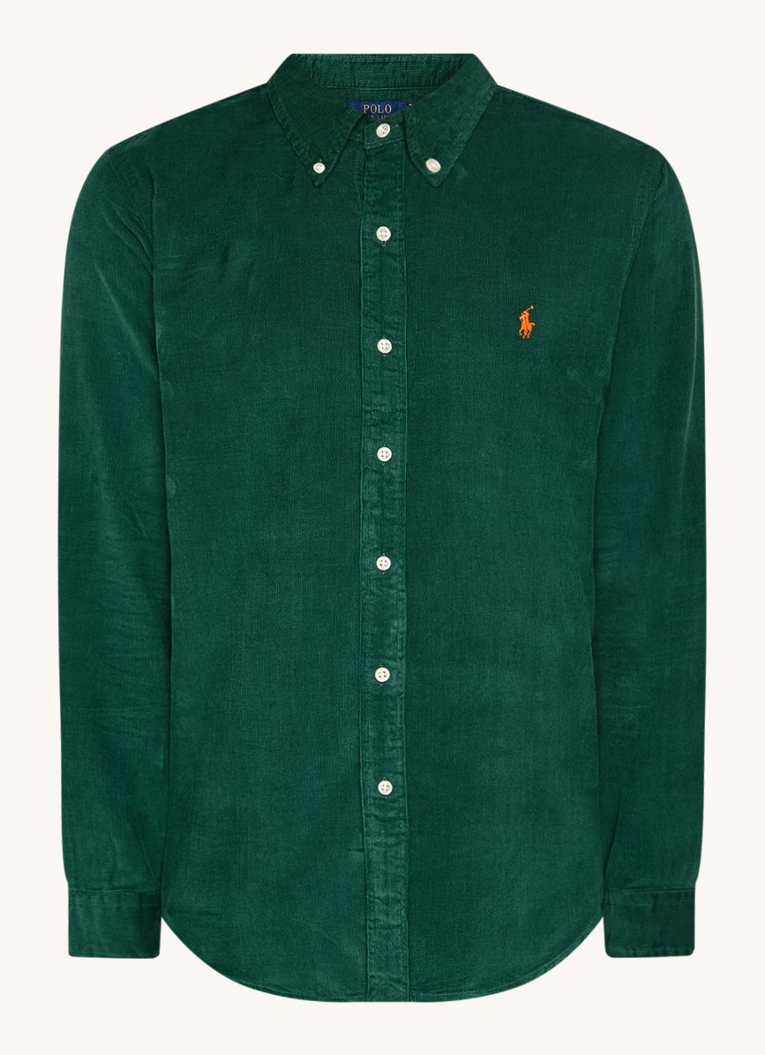 Ralph Lauren Custom fit overhemd van corduroy - voorkant vintage pine / groen