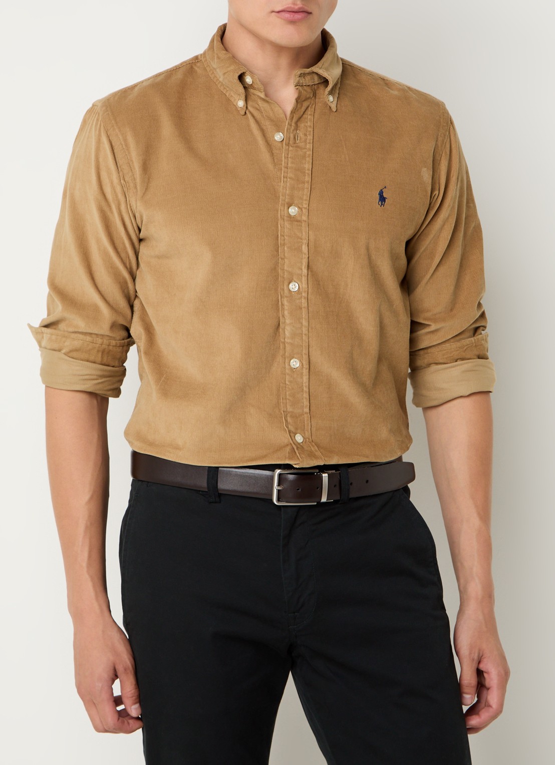 Ralph Lauren Custom fit overhemd van corduroy - detail new bronze / camel