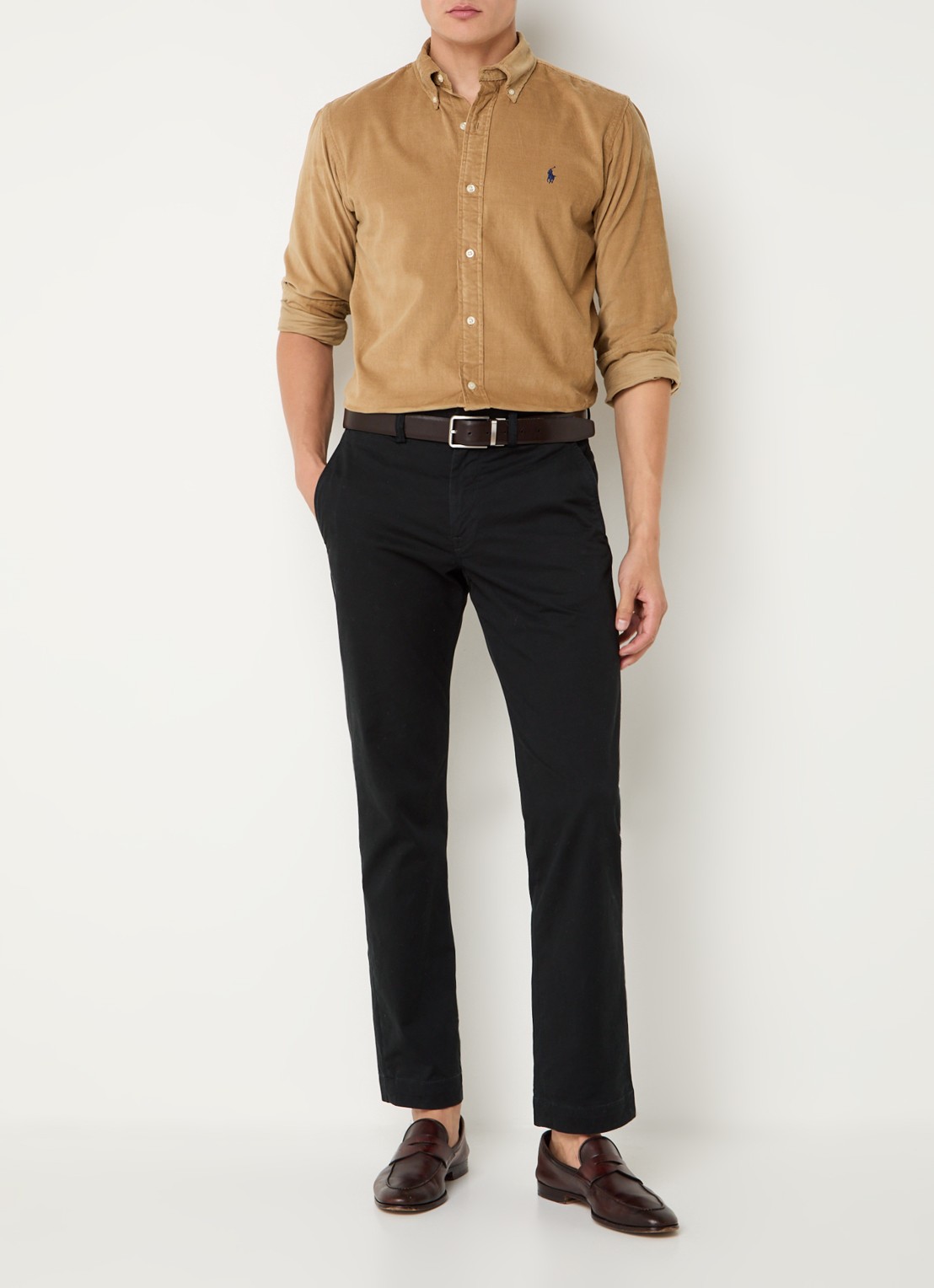 Ralph Lauren Custom fit overhemd van corduroy - voorkant 5 new bronze / camel