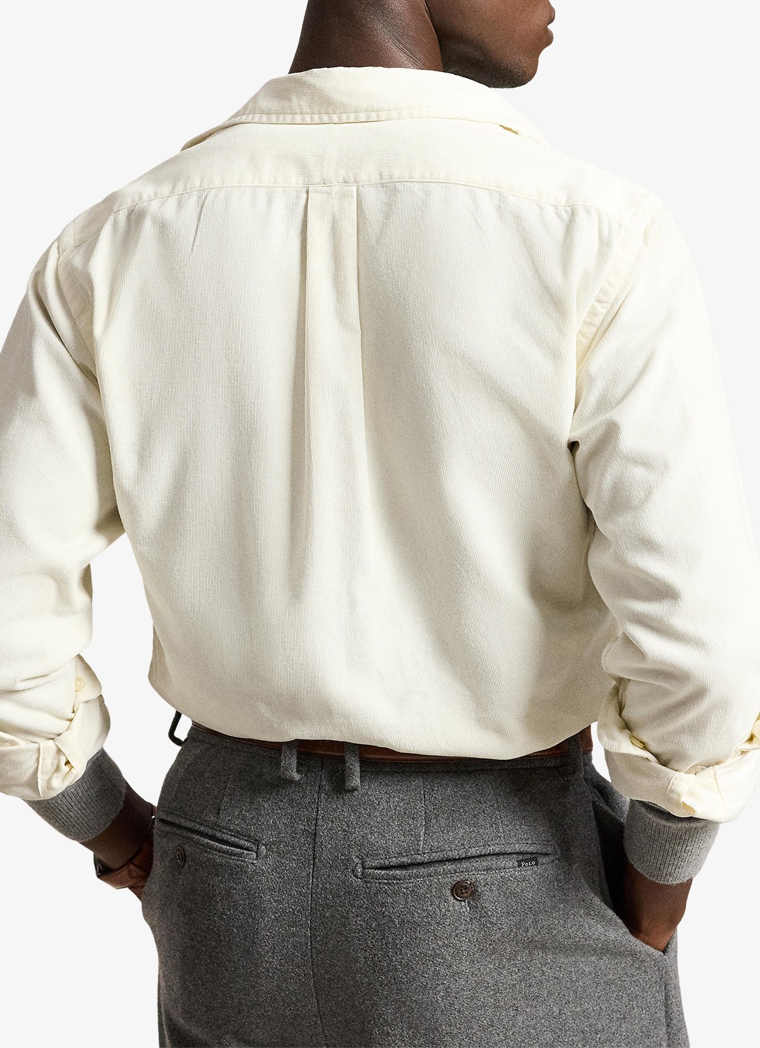 Ralph Lauren Custom fit overhemd van corduroy - achterkant 3 clubhouse cream / crème