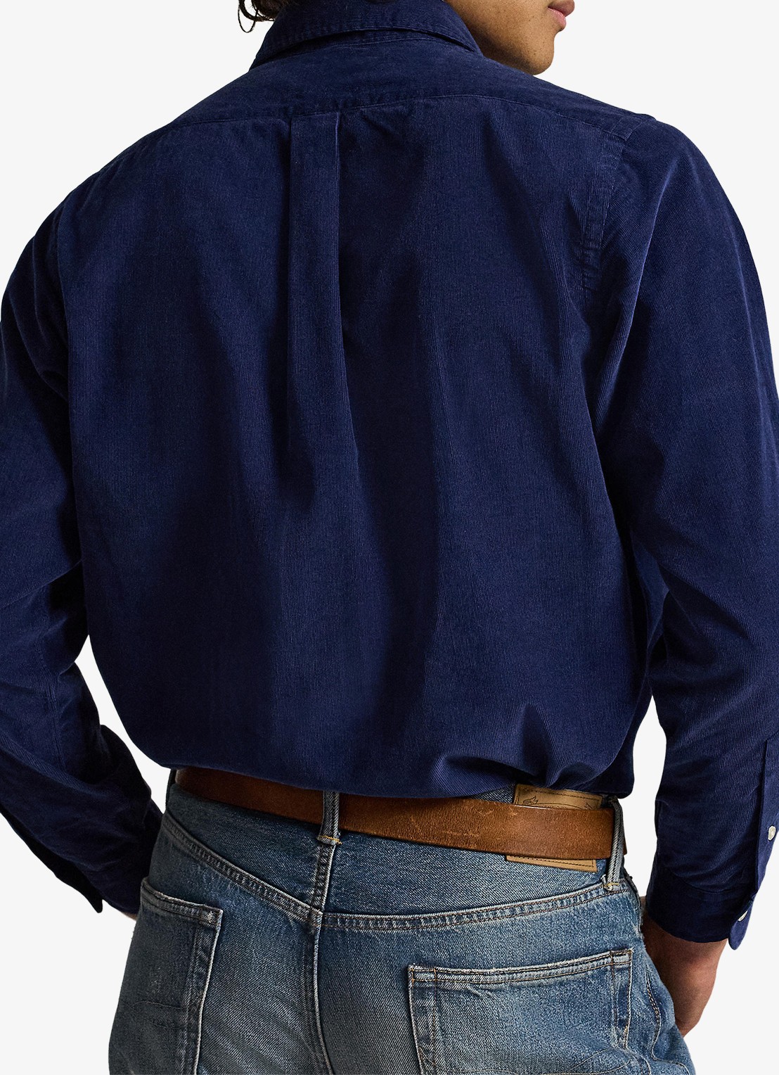 Ralph Lauren Custom fit overhemd van corduroy - achterkant 5 newport navy / white / donkerblauw