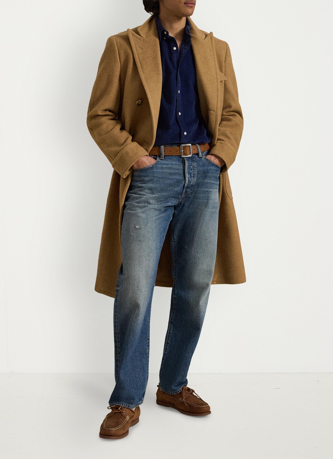 Ralph Lauren Custom fit overhemd van corduroy - detail newport navy / white / donkerblauw