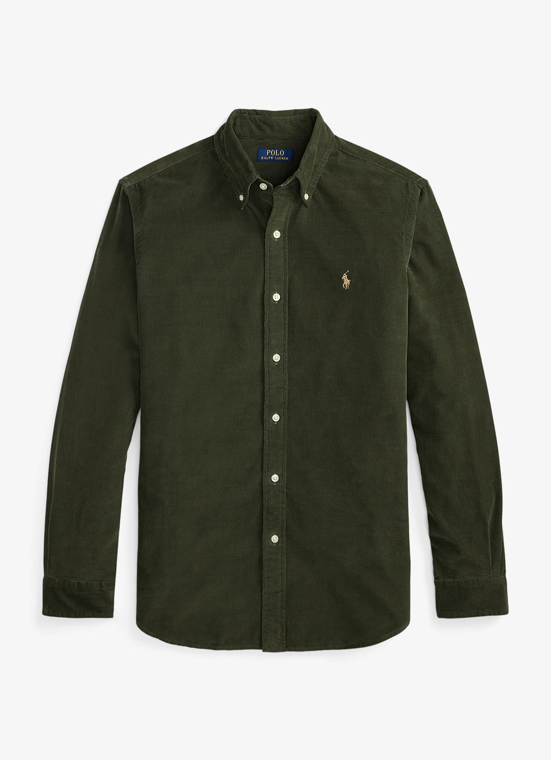 Ralph Lauren Custom fit overhemd van corduroy - voorkant 2 company olive w/khaki / olijfgroen