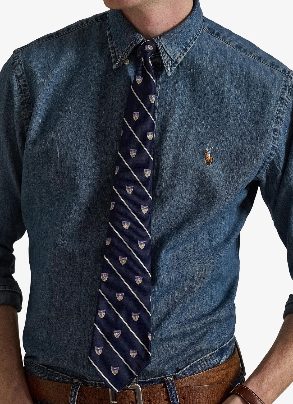 Ralph Lauren Custom fit overhemd van denim - detail 5 denim / blauw