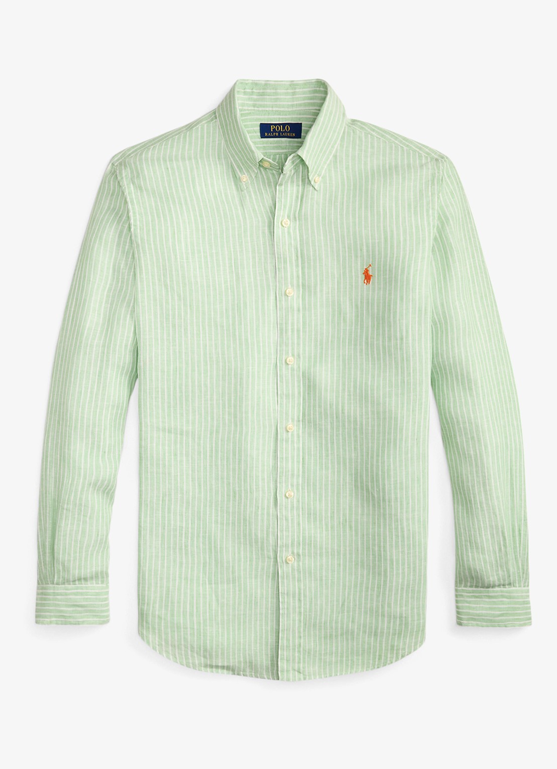 Ralph Lauren Custom fit overhemd van linnen met streepprint - voorkant 4 7188f essex green white-zykc