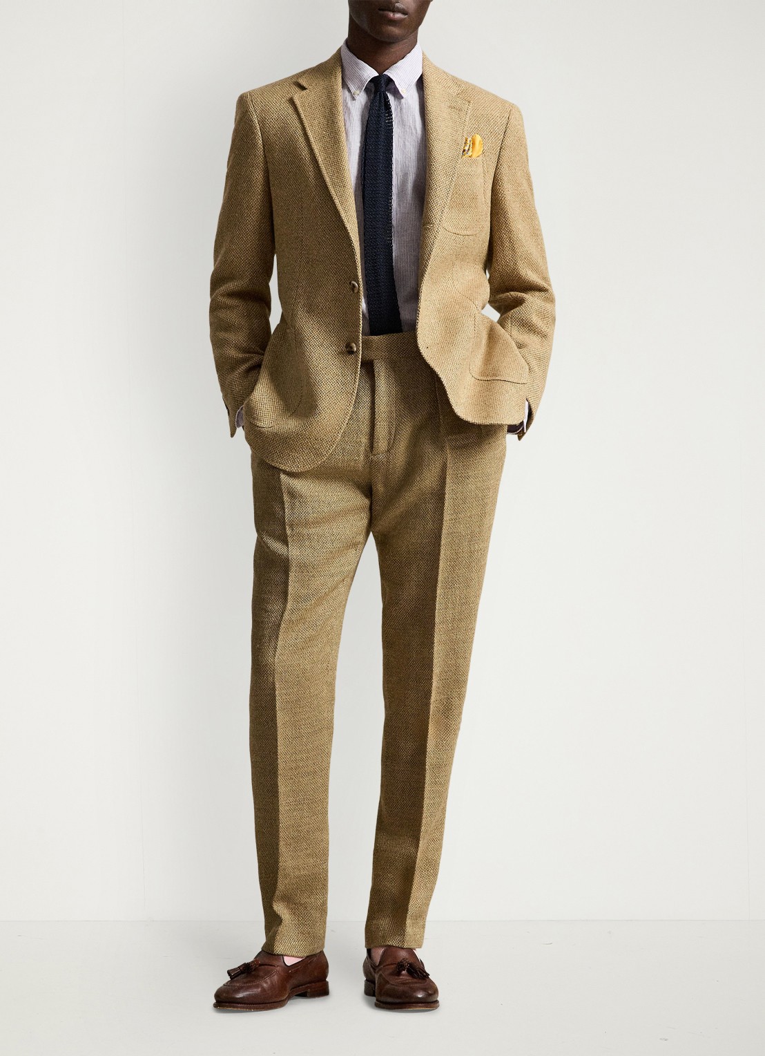 Ralph Lauren Custom fit overhemd van linnen met streepprint - voorkant 5 powder purple/white / paars
